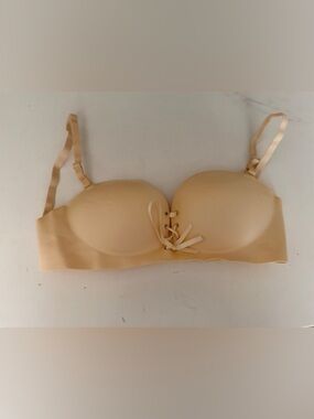 SHEIN Beige Lace-Up Push-Up Strapless Bra